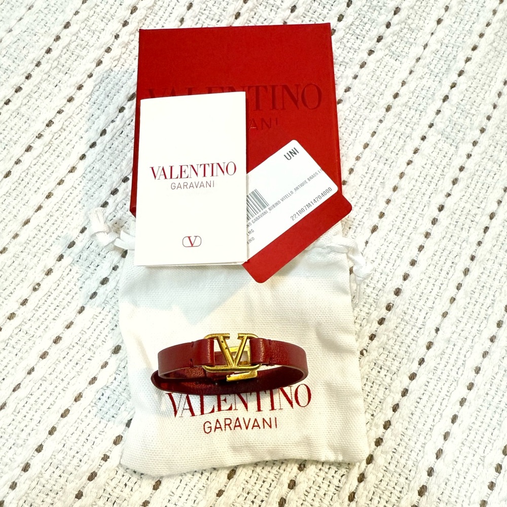 Valentino V Logo Leather Bracelet